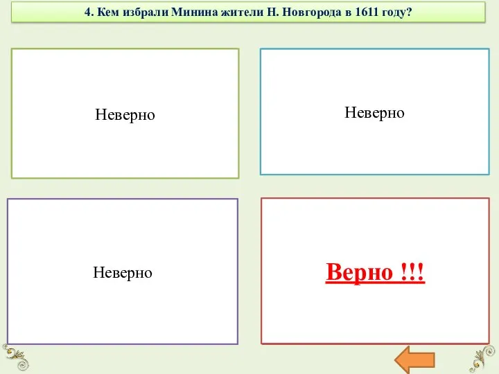 4. Кем избрали Минина жители Н. Новгорода в 1611 году? Воеводой