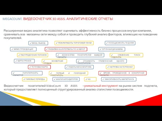 Расширенная видео аналитика позволяет оценивать эффективность бизнес процессов внутри компании, сравнивать