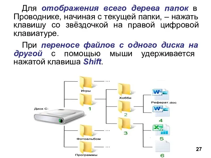 Для отображения всего дерева папок в Проводнике, начиная с текущей папки,