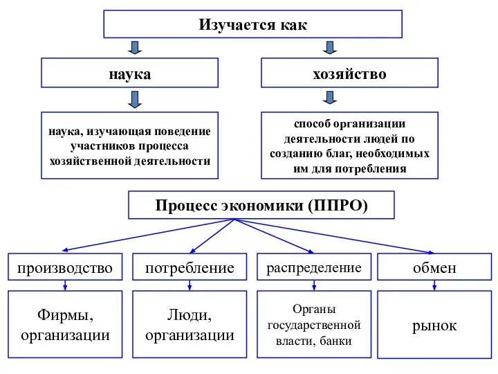 Изучается как наука хозяйство способ организации деятельности людей по созданию благ,