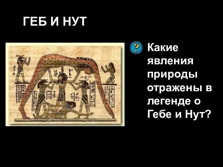 ГЕБ И НУТ Какие явления природы отражены в легенде о Гебе и Нут?