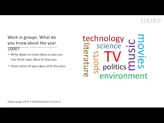 Work in groups. What do you know about the year 2000?