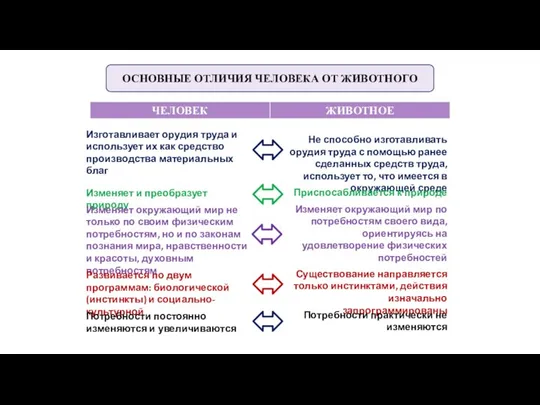 Изготавливает орудия труда и использует их как средство производства материальных благ