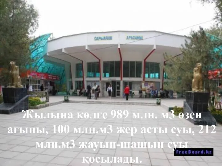 Жылына көлге 989 млн. м3 өзен ағыны, 100 млн.м3 жер асты