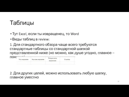 Таблицы Тут Excel, если ты извращенец, то Word Виды таблиц в