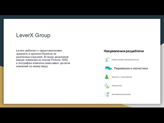 Leverx работает с представителями среднего и крупного бизнеса из различных отраслей.