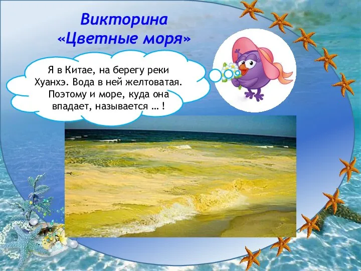 Викторина «Цветные моря» Я в Китае, на берегу реки Хуанхэ. Вода