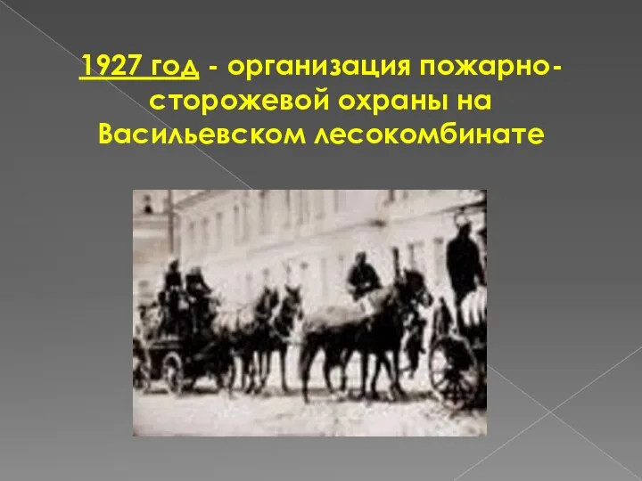 1927 год - организация пожарно-сторожевой охраны на Васильевском лесокомбинате