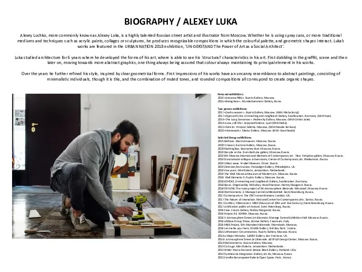 BIOGRAPHY / ALEXEY LUKA Alexey Luchko, more commonly known as Alexey