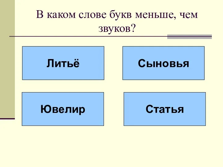 В каком слове букв меньше, чем звуков? Литьё Сыновья Ювелир Статья