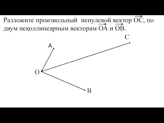 Разложите произвольный ненулевой вектор ОС, по двум неколлинеарным векторам ОА и ОВ.