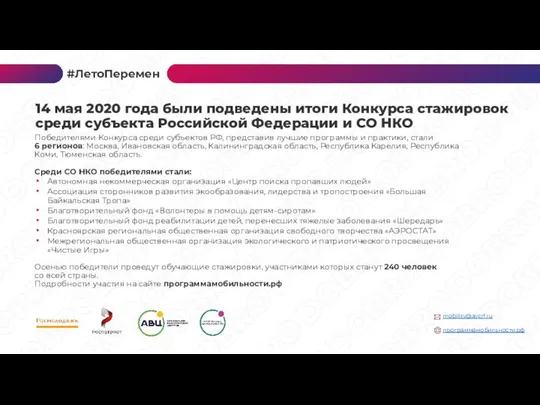 Победителями Конкурса среди субъектов РФ, представив лучшие программы и практики, стали