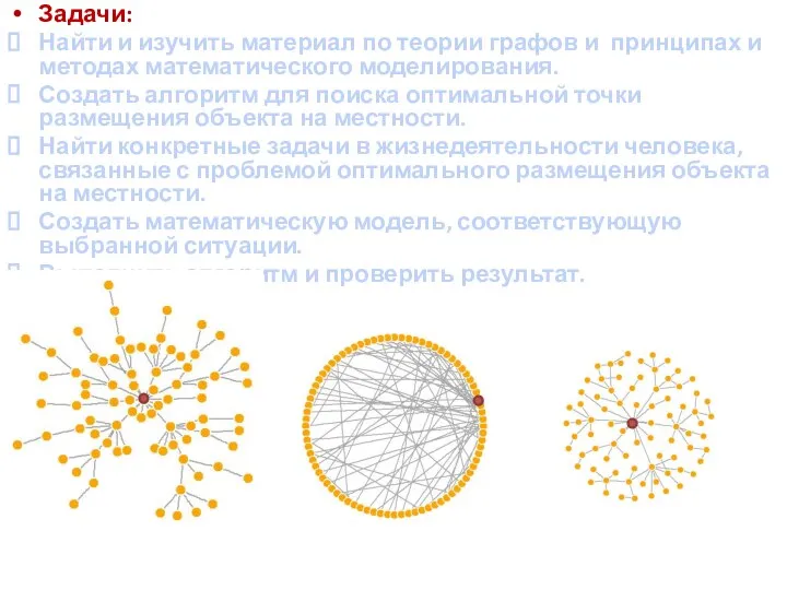 Задачи: Найти и изучить материал по теории графов и принципах и