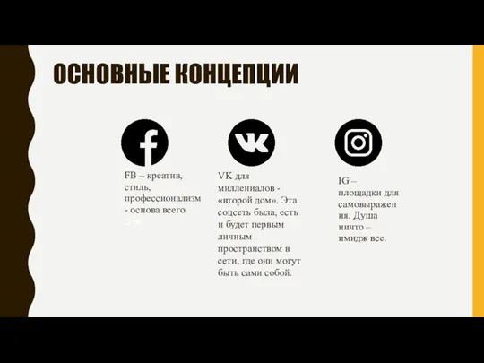 ОСНОВНЫЕ КОНЦЕПЦИИ FB – креатив, стиль, профессионализм - основа всего. Эта