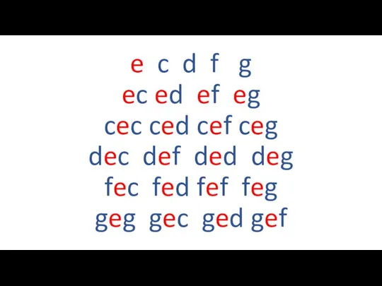 e c d f g ec ed ef eg cec ced