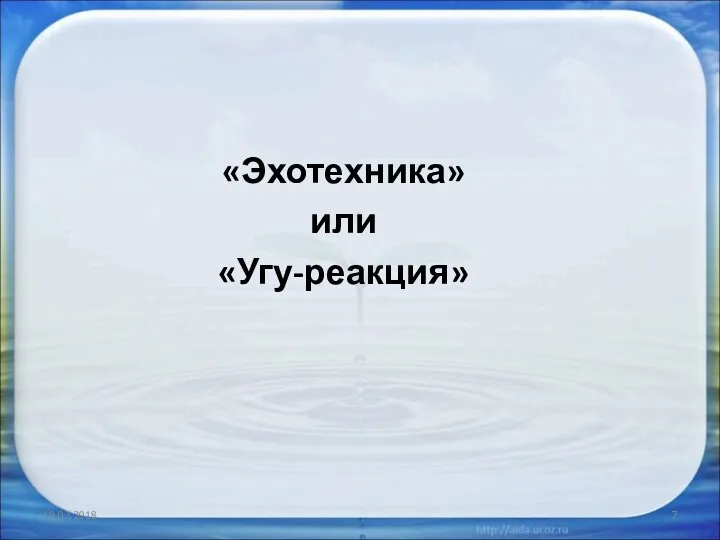 «Эхотехника» или «Угу-реакция» 19.02.2018