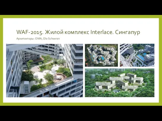 WAF-2015. Жилой комплекс Interlace. Сингапур Архитекторы: OMA, Ole Scheeren