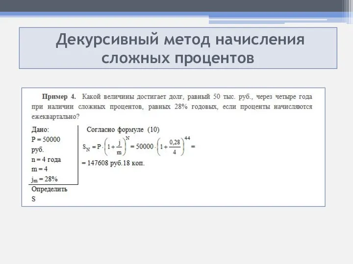 Декурсивный метод начисления сложных процентов