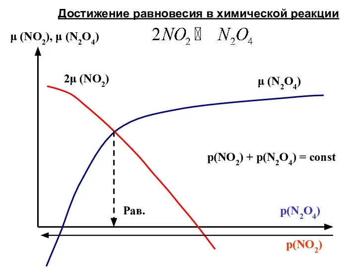 p(NO2) μ (NO2), μ (N2O4) Рав. μ (N2O4) 2μ (NO2) p(NO2)