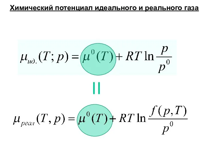 Химический потенциал идеального и реального газа