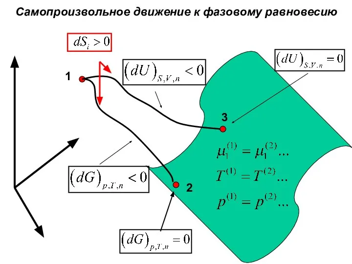 Самопроизвольное движение к фазовому равновесию 1 2 3