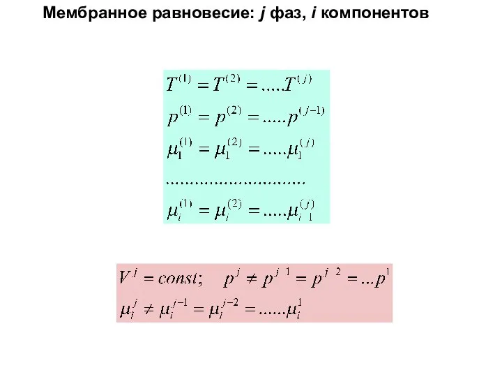 Мембранное равновесие: j фаз, i компонентов