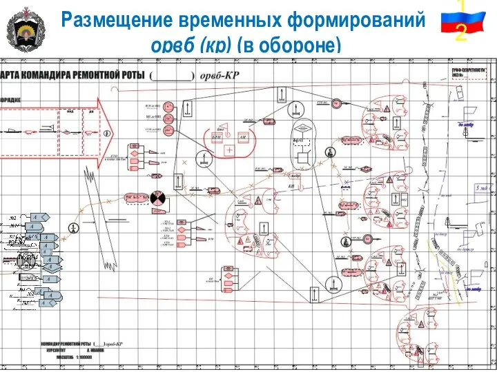 Размещение временных формирований орвб (кр) (в обороне)