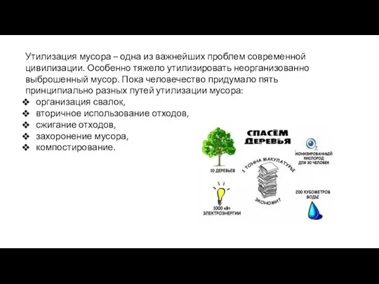 Утилизация мусора – одна из важнейших проблем современной цивилизации. Особенно тяжело