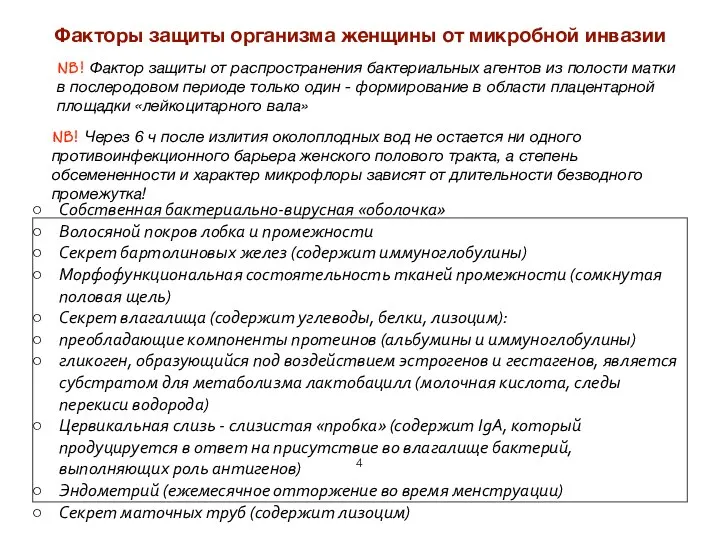 Факторы защиты организма женщины от микробной инвазии Собственная бактериально-вирусная «оболочка» Волосяной