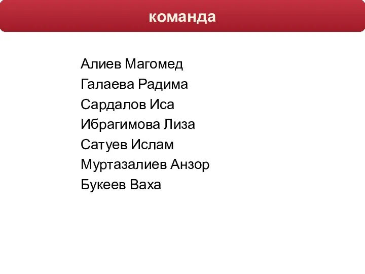 Алиев Магомед Галаева Радима Сардалов Иса Ибрагимова Лиза Сатуев Ислам Муртазалиев Анзор Букеев Ваха