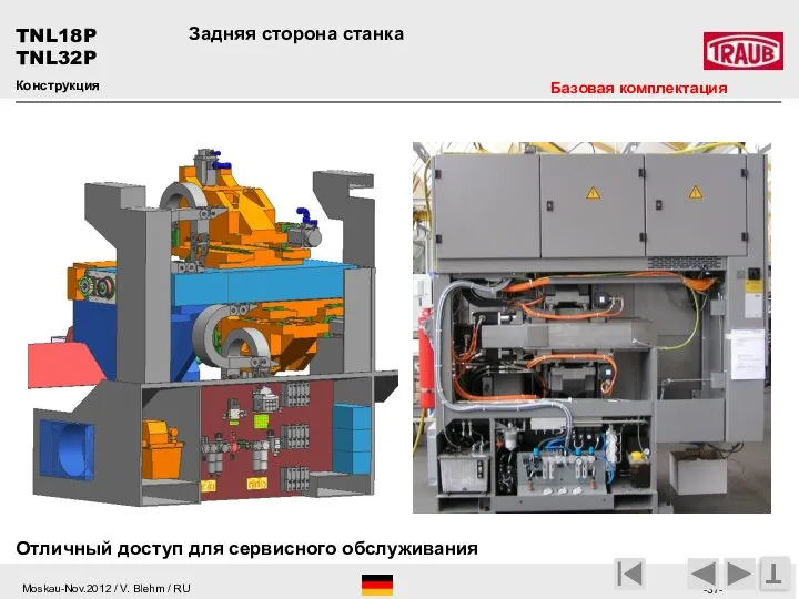 T Конструкция Задняя сторона станка Отличный доступ для сервисного обслуживания Базовая комплектация TNL18P TNL32P