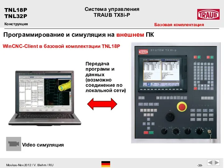 Передача программ и данных (возможно соединение по локальной сети) WinCNC-Client в