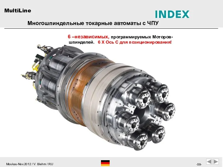 Многошпиндельные токарные автоматы с ЧПУ 6 –независимых, программируемых Моторов- шпинделей. 6