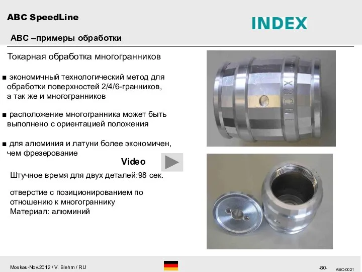 ABC SpeedLine ABC-0021 Токарная обработка многогранников экономичный технологический метод для обработки