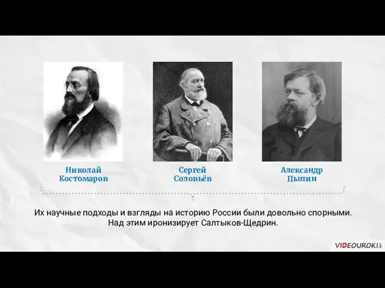 Николай Костомаров Сергей Соловьёв Александр Пыпин Их научные подходы и взгляды