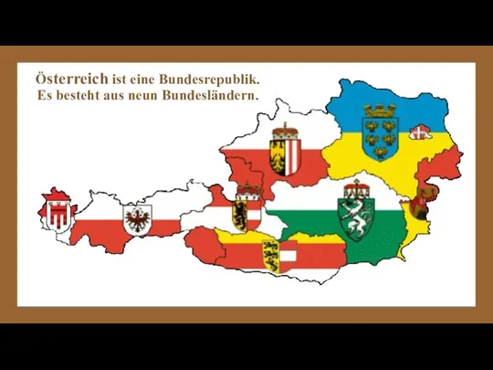 Österreich ist eine Bundesrepublik. Es besteht aus neun Bundesländern.