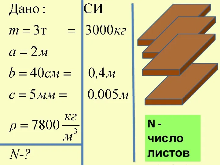 N - число листов железа