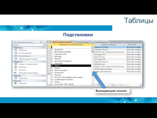 Таблицы Подстановки Выпадающий список