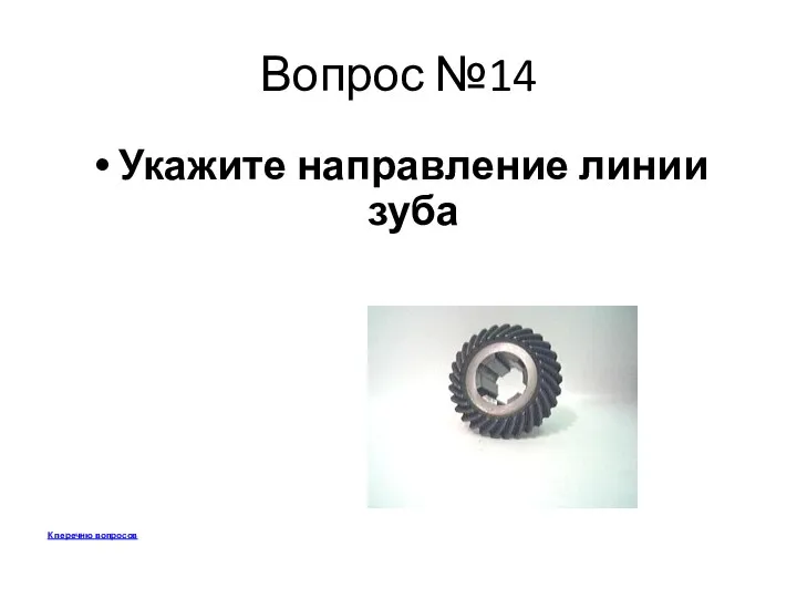 Вопрос №14 Укажите направление линии зуба К перечню вопросов