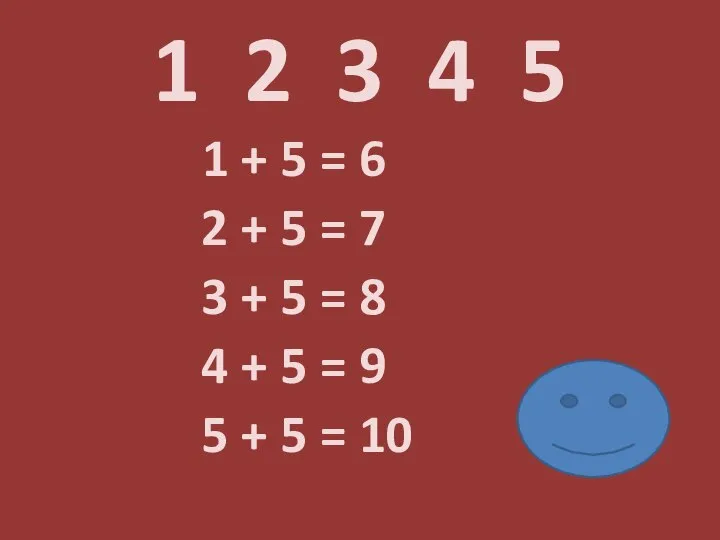 1 2 3 4 5 1 + 5 = 6 2