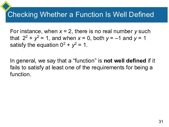 Checking Whether a Function Is Well Defined For instance, when x