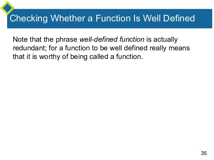 Checking Whether a Function Is Well Defined Note that the phrase
