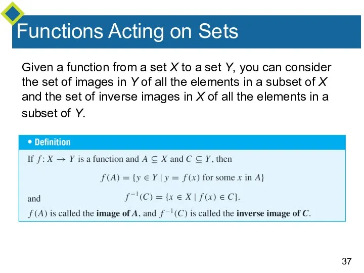 Functions Acting on Sets Given a function from a set X