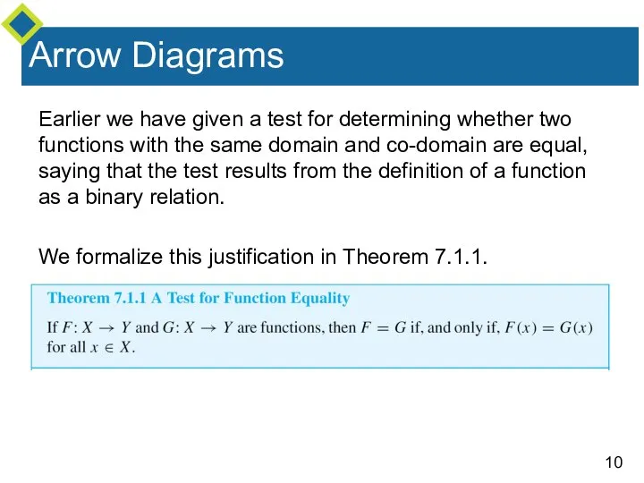 Arrow Diagrams Earlier we have given a test for determining whether