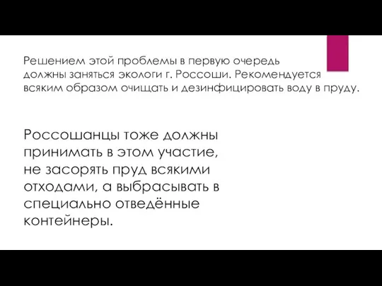 Решением этой проблемы в первую очередь должны заняться экологи г. Россоши.