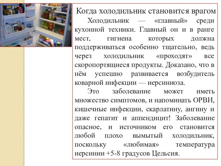 Когда холодильник становится врагом Холодильник — «главный» среди кухонной техники. Главный