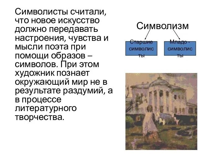 Символисты считали, что новое искусство должно передавать настроения, чувства и мысли