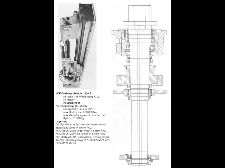 VDF-Drehmaschine M 1600 B Hersteller: H. Wohlenberg K. G., Hannover Hauptspindel