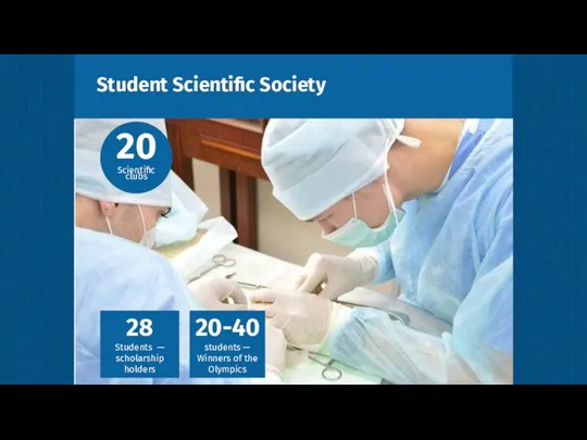 Student Scientific Society 28 Students — scholarship holders 20-40 students —