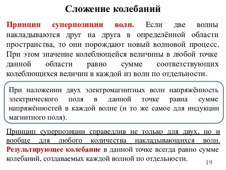 Принцип суперпозиции волн. Если две волны накладываются друг на друга в